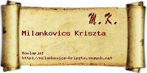 Milankovics Kriszta névjegykártya